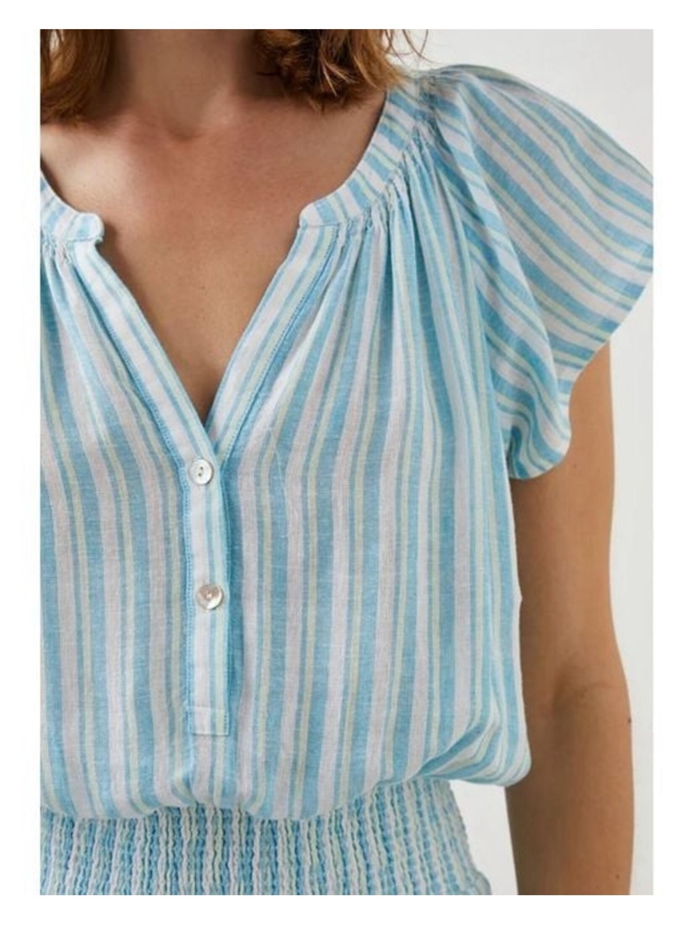Rails Augustine Light Blue Striped Smocked-Waist Mini Dress Size XS - Picture 7 of 12